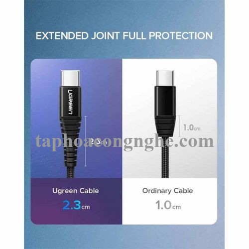 Ugreen 70559 25cm QC3.0 cáp USB A ra Type C dây dù siêu bền đầu nhôm chống gãy 0.25M US301 30070559